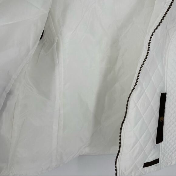 G.H. BASS & Co. Quilted Vest Outdoor Equestrian Classic Hiking White W/ Brown L - Picture 9 of 9